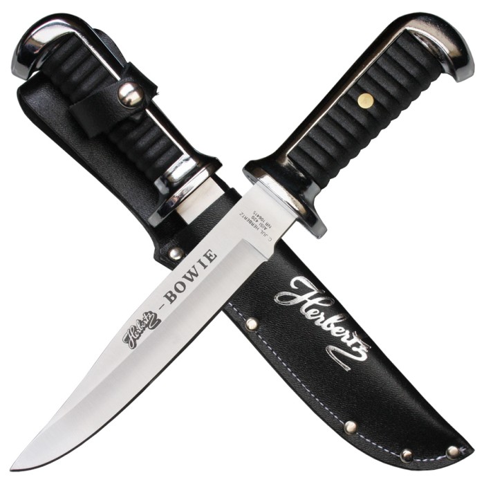 Herbertz Bowie Knife, Black, Leather Sheath